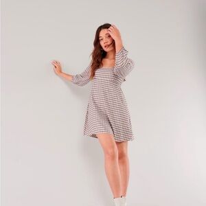 Hollister Plaid Mini Dress in Black and White